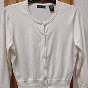 Summery cardigan, size Medium, worn once. Creamy pale almost yellow color. EUC